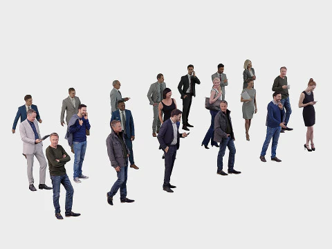 Assembling office workers 3D Model