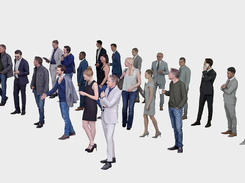 Assembling office workers 3D Model