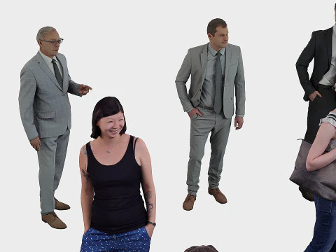 Assembling office workers 3D Model