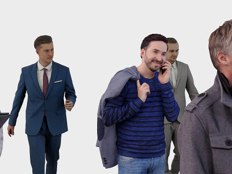 Assembling office workers 3D Model