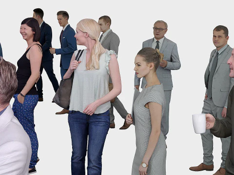 Assembling office workers 3D Model
