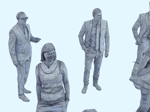 Assembling office workers 3D Model