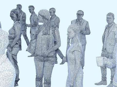 Assembling office workers 3D Model