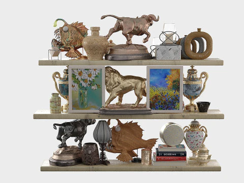 Полка с декоративными фигурками 3D Модель