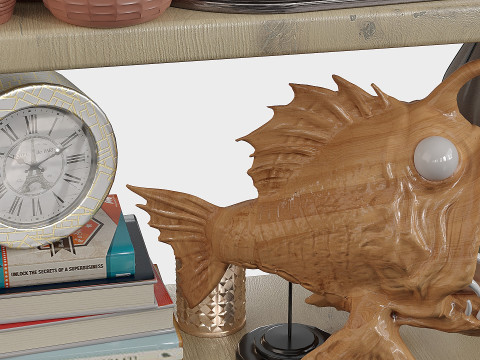 Shelf with decorative figures 3D Model