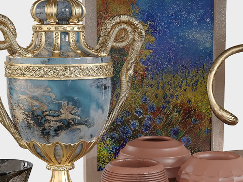 Shelf with decorative figures 3D Model