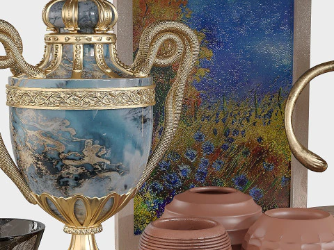 Shelf with decorative figures 3D Model