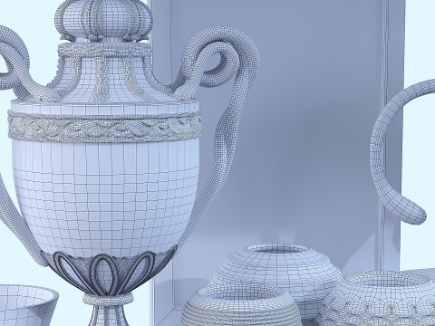 Shelf with decorative figures 3D Model