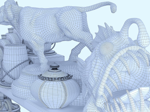 Shelf with decorative figures 3D Model