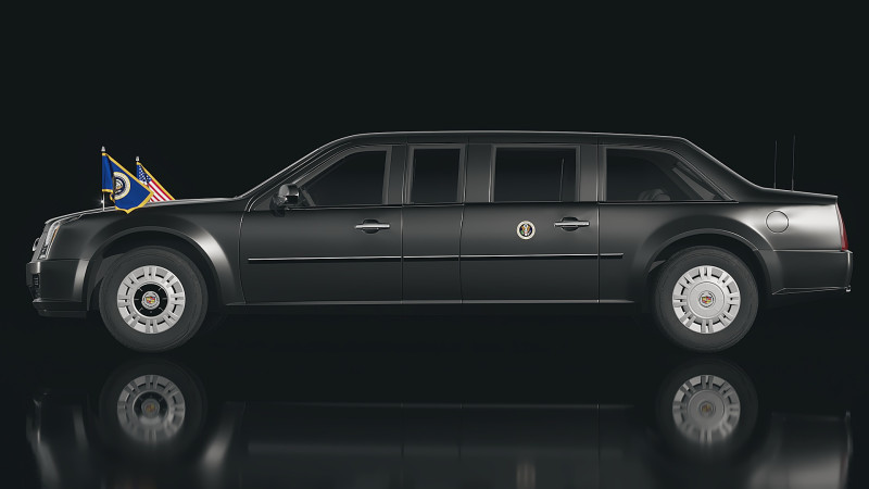 Presidential State Car Black 2009 3D 模型 .c4d .max .obj .3ds .fbx .stl .blend