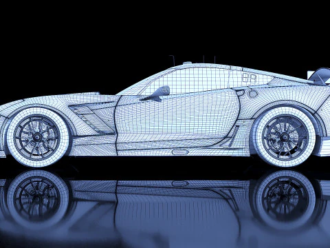 Sportscar Chevrolet Corvette C7R 2015 3D Model