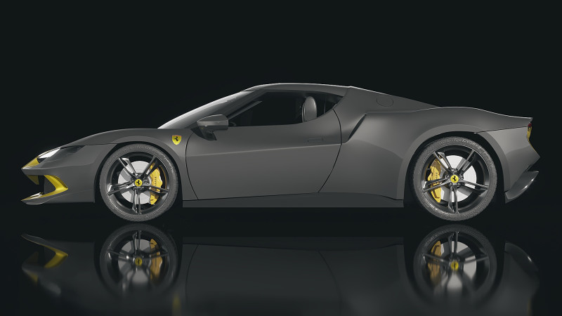 Ferrari 296 GTB 3D 模型 .c4d .max .obj .3ds .fbx .stl .blend