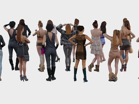 A compilation of young women 16 pieces 3D Model