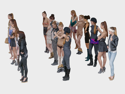 A compilation of young women 16 pieces 3D Model