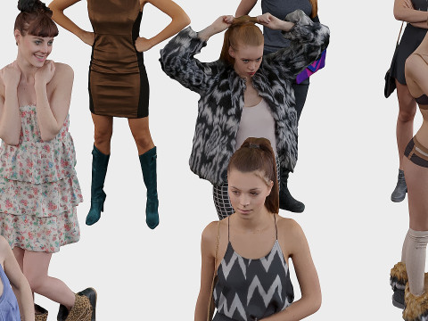 A compilation of young women 16 pieces 3D Model