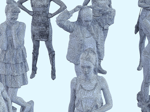 A compilation of young women 16 pieces 3D Model