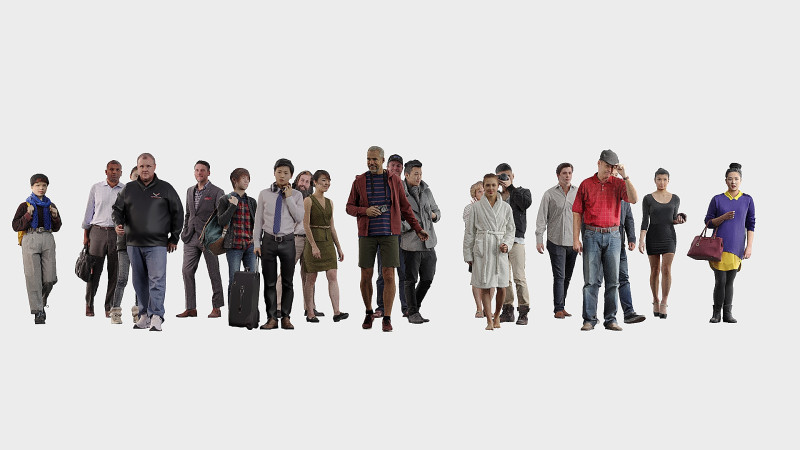 A collection of people in random poses x20 3D मॉडल .c4d .max .obj .3ds .fbx .stl .blend