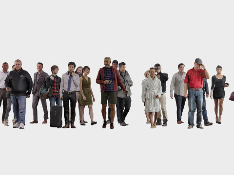 A collection of people in random poses x20 3D Model