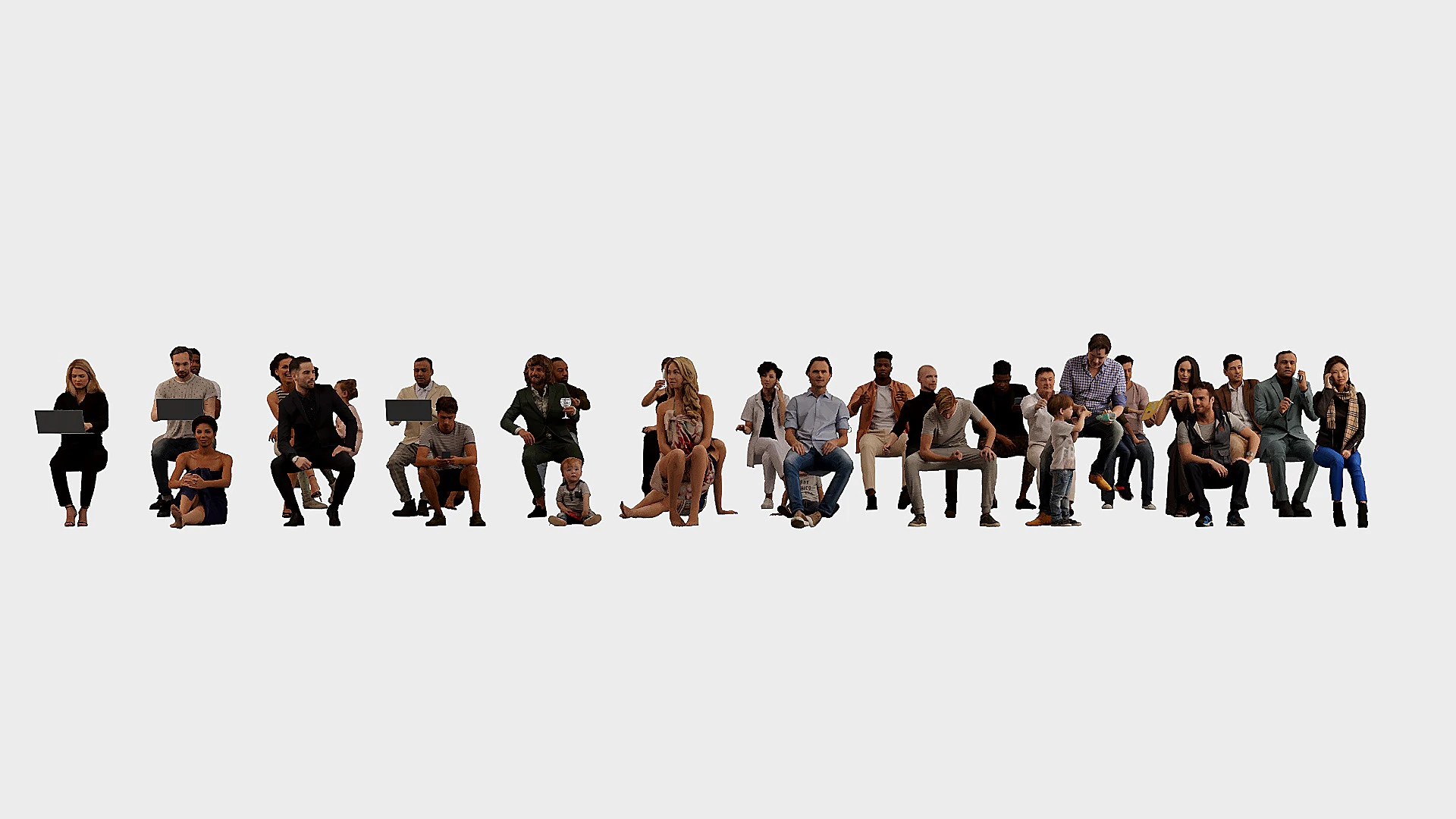 A collection of sitting people 5 3D Model .c4d .max .obj .3ds .fbx .stl .blend 