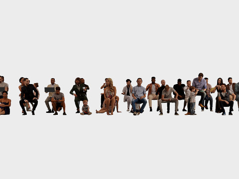 A collection of sitting people 5 3D Model