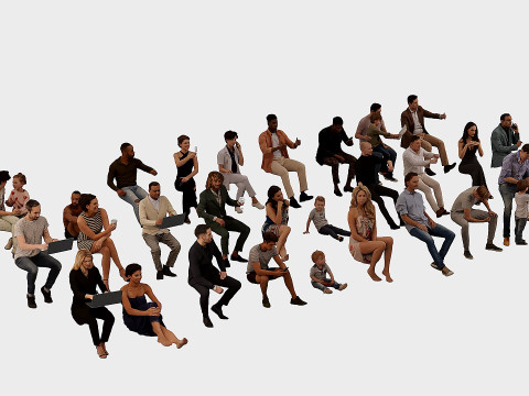 A collection of sitting people 5 3D Model