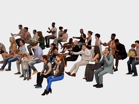 A collection of sitting people 5 3D Model