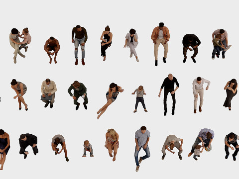 A collection of sitting people 5 3D Model