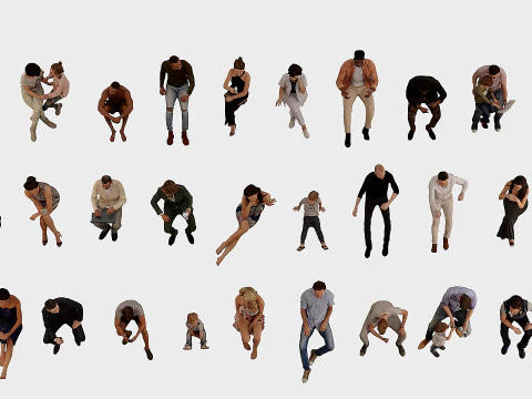 A collection of sitting people 5 3D Model