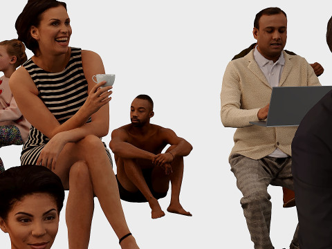 A collection of sitting people 5 3D Model