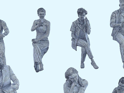 A collection of sitting people 5 3D Model