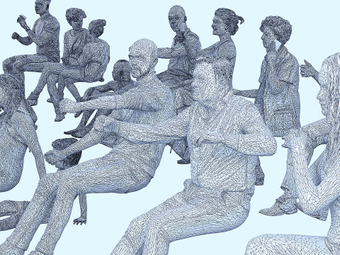 A collection of sitting people 5 3D Model