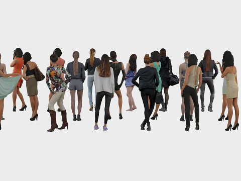 임의의 포즈를 취하는 여성들의 컬렉션 2 3D 모델