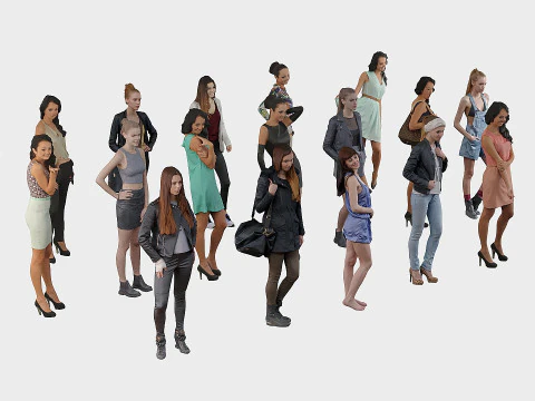 임의의 포즈를 취하는 여성들의 컬렉션 2 3D 모델