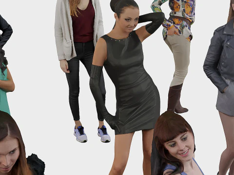 임의의 포즈를 취하는 여성들의 컬렉션 2 3D 모델