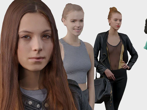 임의의 포즈를 취하는 여성들의 컬렉션 2 3D 모델
