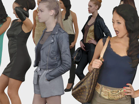 임의의 포즈를 취하는 여성들의 컬렉션 2 3D 모델