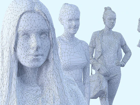 임의의 포즈를 취하는 여성들의 컬렉션 2 3D 모델