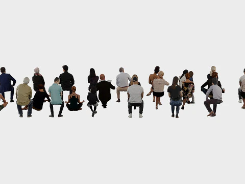 People in seated poses 4 3D Model