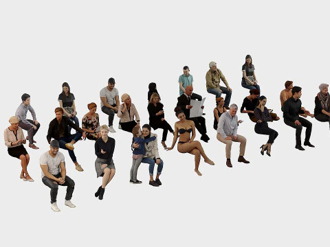 People in seated poses 4 3D Model