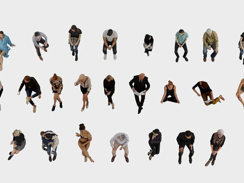 People in seated poses 4 3D Model