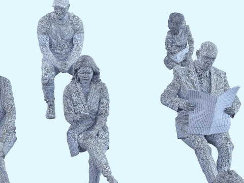 People in seated poses 4 3D-Modell