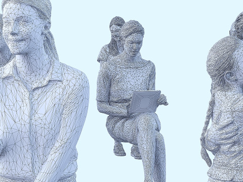 People in seated poses 4 3D-Modell