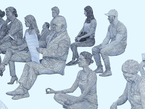 People in seated poses 4 3D Model