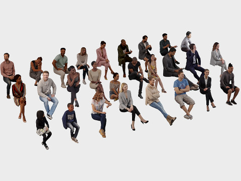 People in sitting poses 7 Modèle 3D
