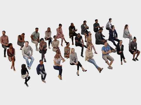 People in sitting poses 3D Model