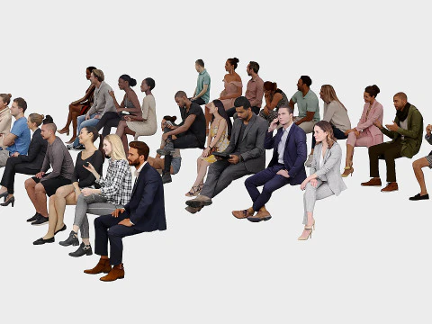 People in sitting poses 3D Model