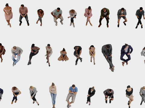 People in sitting poses 3D Model