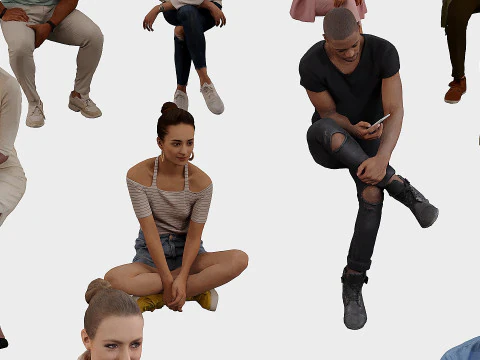 People in sitting poses 3D Model