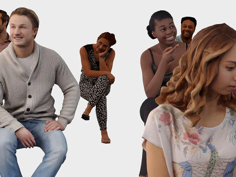 People in sitting poses 3D Model