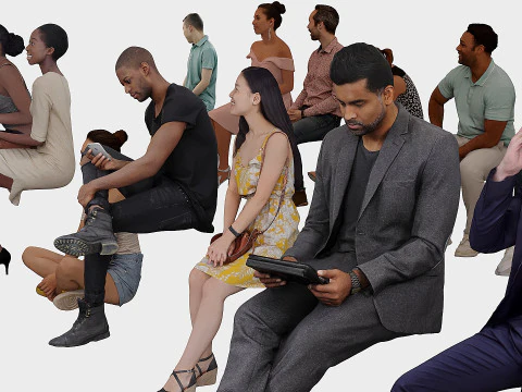 People in sitting poses 3D Model